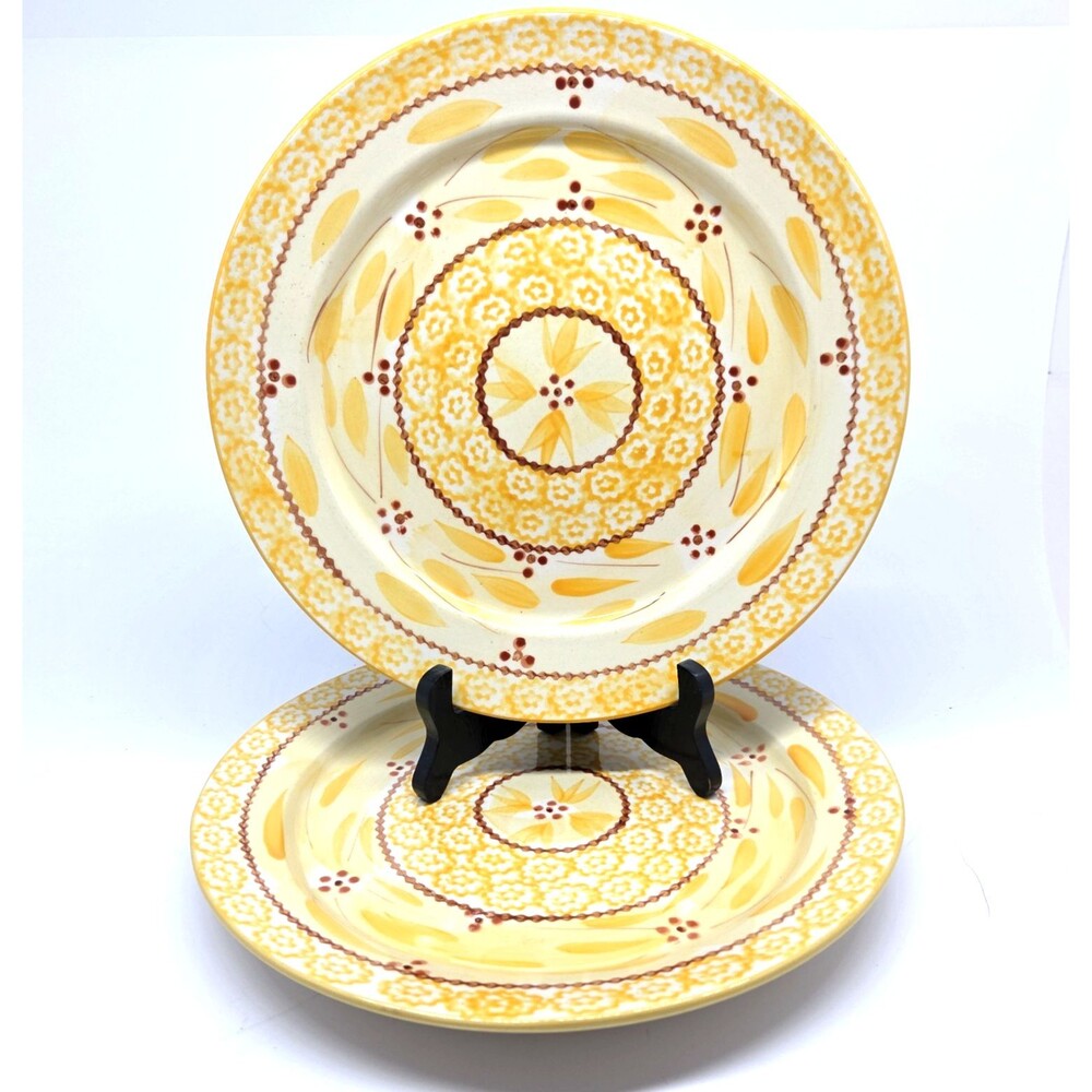 TempTations by Tara Old World Yellow 10 1/4" Dinner Plates Set Of 2